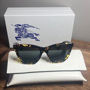 Burberry Tortoiseshell Cat-Eye Sunglasses with Dark Lenses